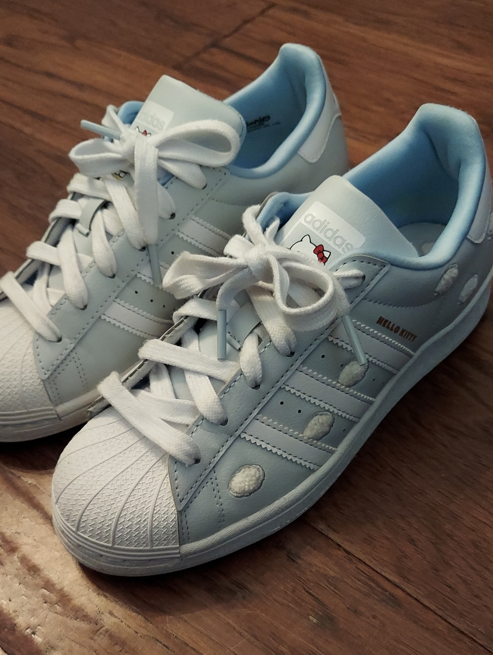 Adidas X Hello Kitty Superstar Sneakers Blue Clouds Girls 5.5